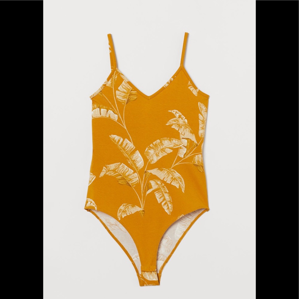 H&m yellow printed bodysuit